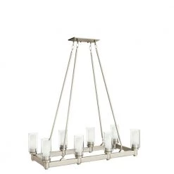 Circolo 8-Light Brushed Nickel Rectangle Contemporary Dining Room Linear Chandelier by KICHLER