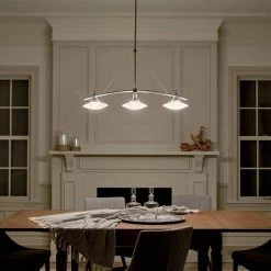 Structures 3-Light Brushed Nickel Contemporary Dining Room Linear Chandelier with White Etched Glass Shade by KICHLER 12 Structures 3-Light Brushed Nickel Contemporary Dining Room Linear Chandelier with White Etched Glass Shade by KICHLER -Kichler Sales brushed nickel kichler chandeliers 2955ni 44 1000