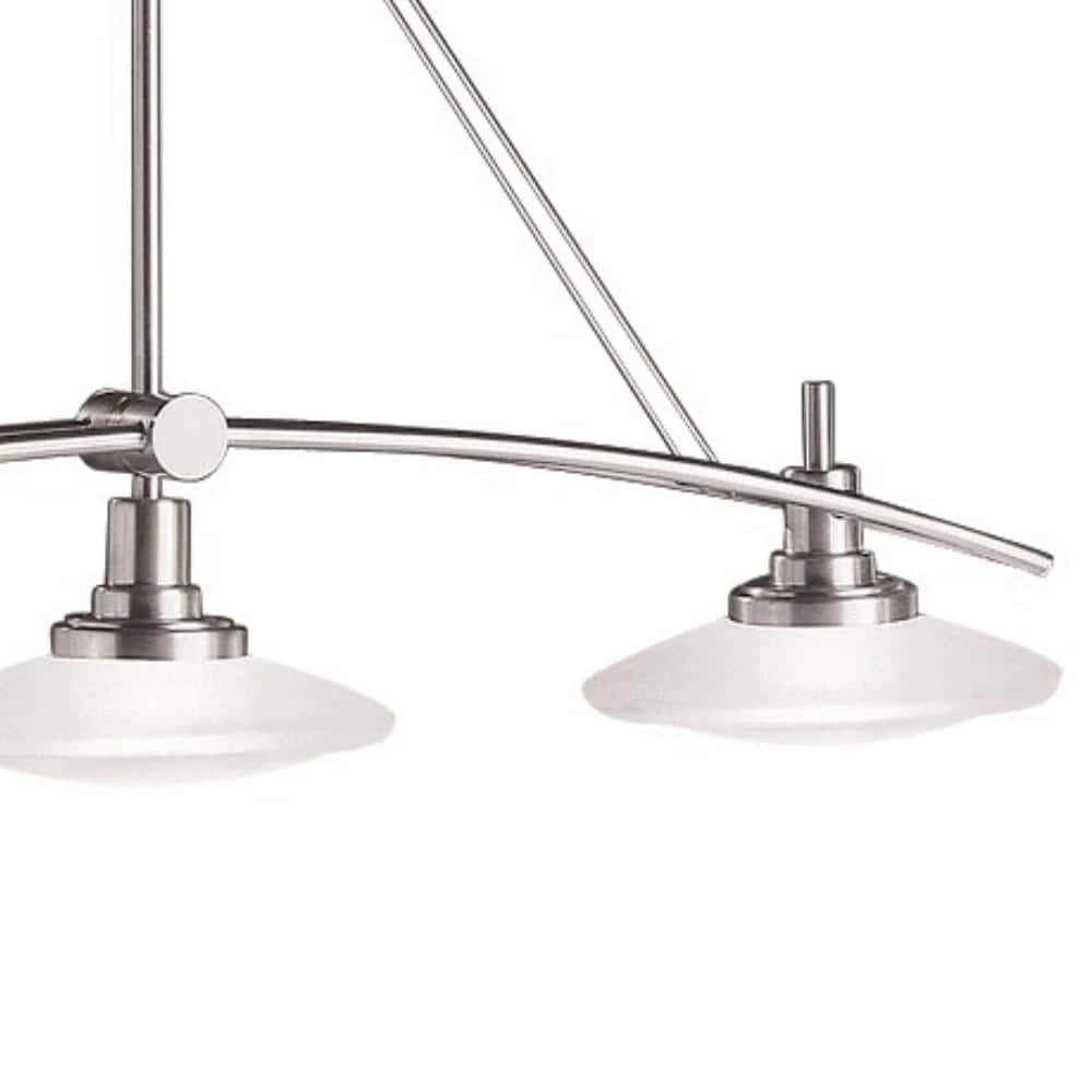 Structures 3-Light Brushed Nickel Contemporary Dining Room Linear Chandelier with White Etched Glass Shade by KICHLER 5 Structures 3-Light Brushed Nickel Contemporary Dining Room Linear Chandelier with White Etched Glass Shade by KICHLER - Image 3