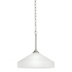 Ansonia 1-Light Brushed Nickel Contemporary Kitchen Pendant Hanging Light with Satin Etched Glass by KICHLER