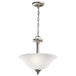 Wynberg 15.25 in. 2-Light Brushed Nickel Transitional Kitchen Convertible Inverted Pendant Hanging Light/Semi Flush by KICHLER