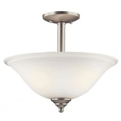 Wynberg 15.25 in. 2-Light Brushed Nickel Transitional Kitchen Convertible Inverted Pendant Hanging Light/Semi Flush by KICHLER -Kichler Sales brushed nickel kichler chandeliers 3694ni c3 1000