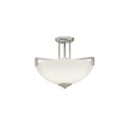 Eileen 3-Light Brushed Nickel Contemporary Kitchen Convertible Inverted Pendant Hanging Light/Semi Flush by KICHLER