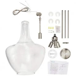 Everly 22.75 in. 3-Light Brushed Nickel Transitional Kitchen Bell Pendant Hanging Light with Clear Seeded Glass by KICHLER 13 Everly 22.75 in. 3-Light Brushed Nickel Transitional Kitchen Bell Pendant Hanging Light with Clear Seeded Glass by KICHLER -Kichler Sales brushed nickel kichler chandeliers 42190ni 1f 1000