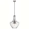 Everly 22.75 in. 3-Light Brushed Nickel Transitional Kitchen Bell Pendant Hanging Light with Clear Seeded Glass by KICHLER 1 Everly 22.75 in. 3-Light Brushed Nickel Transitional Kitchen Bell Pendant Hanging Light with Clear Seeded Glass by KICHLER -Kichler Sales brushed nickel kichler chandeliers 42190ni 64 1000