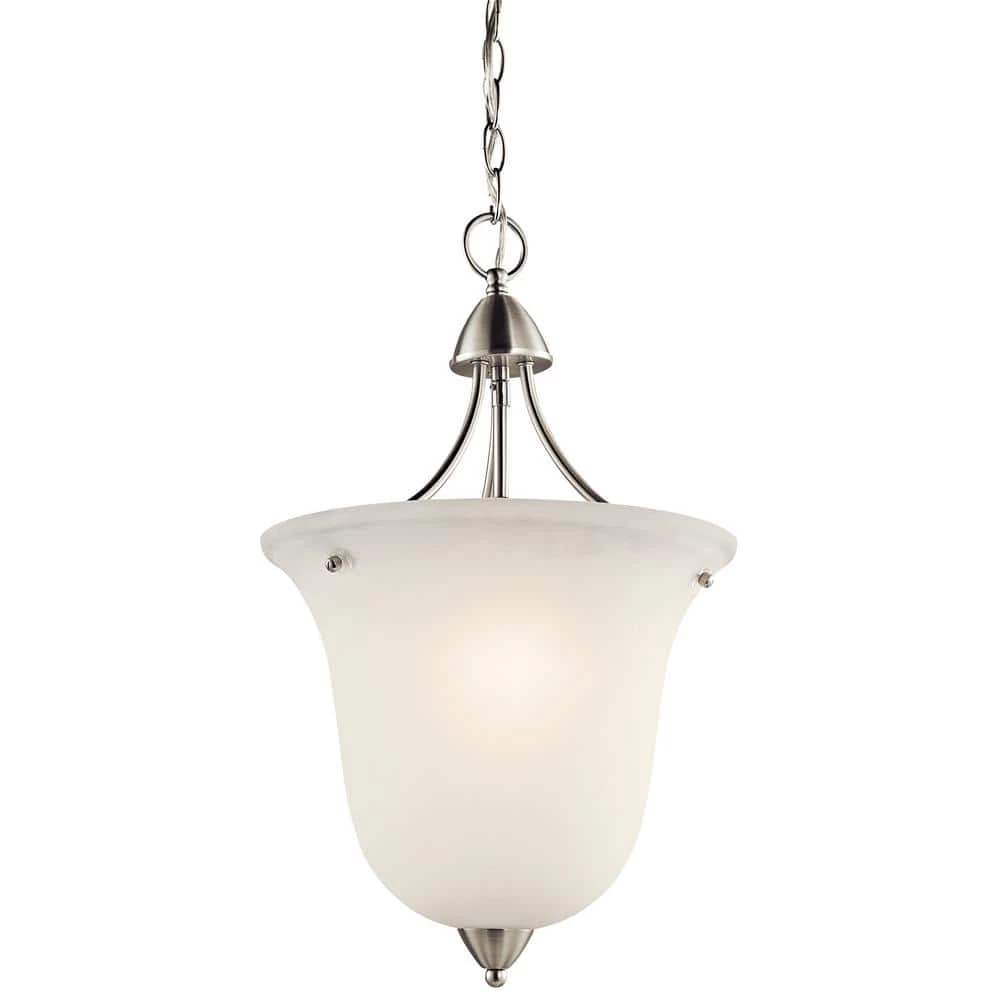 Nicholson 1-Light Brushed Nickel Transitional Kitchen Pendant Hanging Light with Satin Etched Glass by KICHLER 3 Nicholson 1-Light Brushed Nickel Transitional Kitchen Pendant Hanging Light with Satin Etched Glass by KICHLER