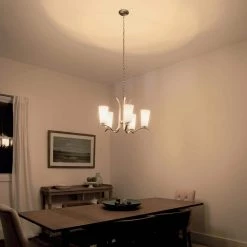 Armida 5-Light Brushed Nickel Transitional Dining Room Chandelier with White Etched Glass Shade by KICHLER -Kichler Sales brushed nickel kichler chandeliers 43074ni 76 1000