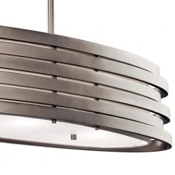Roswell 3-Light Brushed Nickel Contemporary Dining Room Oval Drum Chandelier with Metal Shade by KICHLER -Kichler Sales brushed nickel kichler chandeliers 43303ni c3 1000