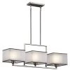 Kailey 3-Light Brushed Nickel Transitional Dining Room Linear Chandelier with Square White Frosted Glass Shade by KICHLER -Kichler Sales brushed nickel kichler chandeliers 43437ni 64 1000