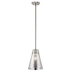 Rowland 1-Light Brushed Nickel Contemporary Kitchen Mini Pendant Hanging Light with Striated Mirrored Glass by KICHLER