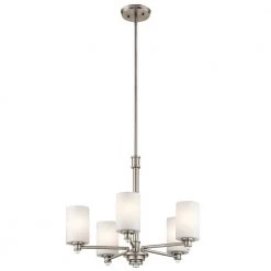 Joelson Integrated LED Brushed Nickel Transitional Dining Room Chandelier with Satin Etched Cased Opal by KICHLER