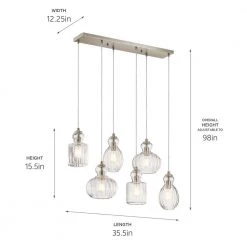 Riviera 6-Light Brushed Nickel Transitional Dining Room Linear Chandelier with Clear Glass Shade by KICHLER -Kichler Sales brushed nickel kichler chandeliers 43950ni 4f 1000
