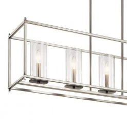 Crosby 5-Light Brushed Nickel Contemporary Candlestick Dining Room Linear Chandelier with Clear Glass Shade by KICHLER -Kichler Sales brushed nickel kichler chandeliers 43995ni 4f 1000