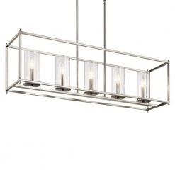 Crosby 5-Light Brushed Nickel Contemporary Candlestick Dining Room Linear Chandelier with Clear Glass Shade by KICHLER -Kichler Sales brushed nickel kichler chandeliers 43995ni c3 1000