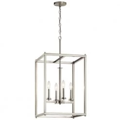 Crosby 4-Light Brushed Nickel Contemporary Foyer Pendant Hanging Light by KICHLER