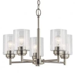 Winslow 5-Light Brushed Nickel Contemporary Dining Room Chandelier with Clear Seeded Glass Shade by KICHLER -Kichler Sales brushed nickel kichler chandeliers 44030ni 1f 1000