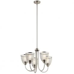 Voclain 75-Watt Integrated LED 5-Light Brushed Nickel Vintage Industrial Dining Room Chandelier with Mesh Shade by KICHLER