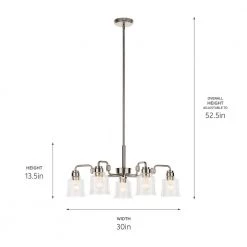 Aivian 30 in. 5-Light Brushed Nickel Vintage Industrial Dining Room Chandelier with Clear Glass by KICHLER -Kichler Sales brushed nickel kichler chandeliers 52398ni 66 1000