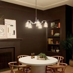 Aivian 30 in. 5-Light Brushed Nickel Vintage Industrial Dining Room Chandelier with Clear Glass by KICHLER -Kichler Sales brushed nickel kichler chandeliers 52398ni 76 1000