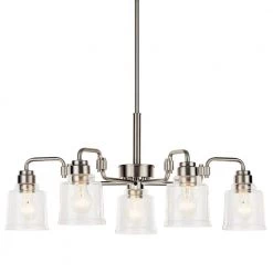 Aivian 30 in. 5-Light Brushed Nickel Vintage Industrial Dining Room Chandelier with Clear Glass by KICHLER -Kichler Sales brushed nickel kichler chandeliers 52398ni c3 1000
