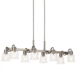 Aivian 42 in. 8-Light Brushed Nickel Vintage Industrial Dining Room Linear Chandelier with Clear Glass by KICHLER -Kichler Sales brushed nickel kichler chandeliers 52400ni 4f 1000
