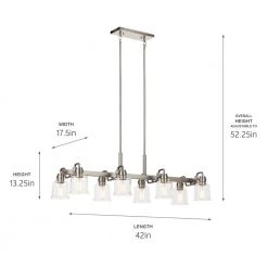 Aivian 42 in. 8-Light Brushed Nickel Vintage Industrial Dining Room Linear Chandelier with Clear Glass by KICHLER -Kichler Sales brushed nickel kichler chandeliers 52400ni 66 1000