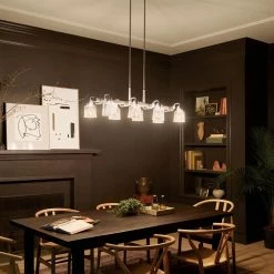 Aivian 42 in. 8-Light Brushed Nickel Vintage Industrial Dining Room Linear Chandelier with Clear Glass by KICHLER -Kichler Sales brushed nickel kichler chandeliers 52400ni 76 1000