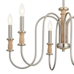 Karthe 6-Light Beech and Brushed Nickel Vintage Dining Room Chandelier by KICHLER -Kichler Sales brushed nickel kichler chandeliers 52470ni 4f 1000
