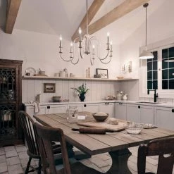 Karthe 6-Light Beech and Brushed Nickel Vintage Dining Room Chandelier by KICHLER -Kichler Sales brushed nickel kichler chandeliers 52470ni 76 1000