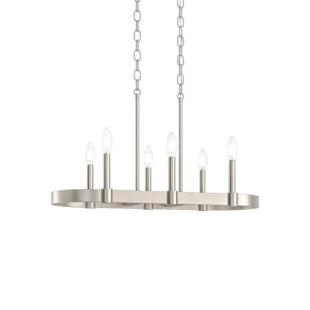 Brene 28 in. 6-Light Brushed Nickel Transitional Kitchen Candlestick Linear Chandelier by KICHLER 7 Brene 28 in. 6-Light Brushed Nickel Transitional Kitchen Candlestick Linear Chandelier by KICHLER - Image 5