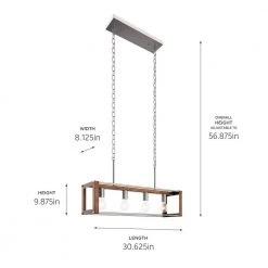 Chatwin 30.6 in. 4-Light Brushed Nickel with Auburn Stained Farmhouse Kitchen Linear Chandelier by KICHLER -Kichler Sales brushed nickel kichler chandeliers 82354 1f 1000