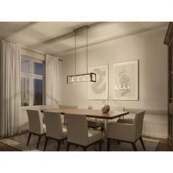 Chatwin 30.6 in. 4-Light Brushed Nickel with Auburn Stained Farmhouse Kitchen Linear Chandelier by KICHLER -Kichler Sales brushed nickel kichler chandeliers 82354 4f 1000