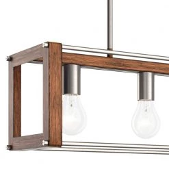 Chatwin 30.6 in. 4-Light Brushed Nickel with Auburn Stained Farmhouse Kitchen Linear Chandelier by KICHLER -Kichler Sales brushed nickel kichler chandeliers 82354 c3 1000