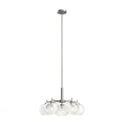 Anamaya 5-Light Brushed Nickel Chandelier with Clear Seeded Glass Shades by KICHLER