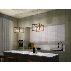 Chatwin 4-Light Brushed Nickel with Auburn Cage Pendant with Cube Shade by KICHLER -Kichler Sales brushed nickel kichler chandeliers 82386 44 1000