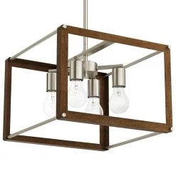 Chatwin 4-Light Brushed Nickel with Auburn Cage Pendant with Cube Shade by KICHLER -Kichler Sales brushed nickel kichler chandeliers 82386 c3 1000