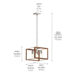 Chatwin 4-Light Brushed Nickel with Auburn Cage Pendant with Cube Shade by KICHLER -Kichler Sales brushed nickel kichler chandeliers 82386 fa 1000