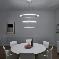 Elan Hyvo 150-Watt Integrated LED 3-Ring Brushed Nickel Contemporary Dining Room Hanging Light Pendant by KICHLER -Kichler Sales brushed nickel kichler chandeliers 83669 31 1000