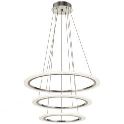 Elan Hyvo 150-Watt Integrated LED 3-Ring Brushed Nickel Contemporary Dining Room Hanging Light Pendant by KICHLER