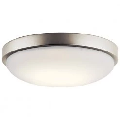 Ceiling Space 11.5 in. Brushed Nickel Integrated LED Hallway Drum Flush Mount Ceiling Light with White Acrylic Diffuser by KICHLER