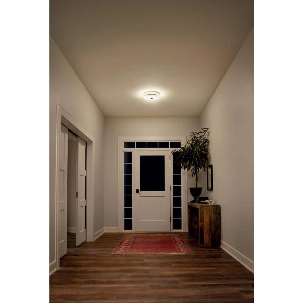 Ceiling Space 13 in. Brushed Nickel Integrated LED Hallway Drum Flush Mount Ceiling Light with Linen Shade by KICHLER 6 Ceiling Space 13 in. Brushed Nickel Integrated LED Hallway Drum Flush Mount Ceiling Light with Linen Shade by KICHLER - Image 4