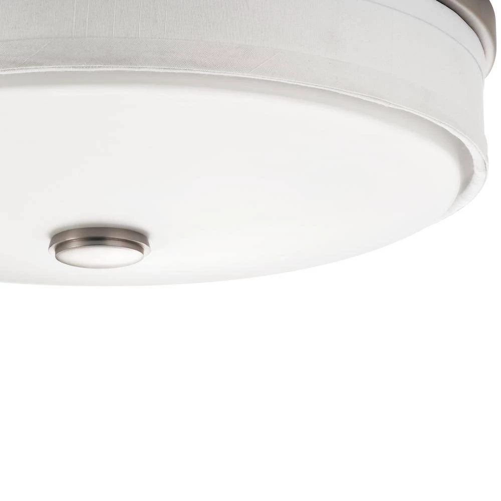 Ceiling Space 13 in. Brushed Nickel Integrated LED Hallway Drum Flush Mount Ceiling Light with Linen Shade by KICHLER 5 Ceiling Space 13 in. Brushed Nickel Integrated LED Hallway Drum Flush Mount Ceiling Light with Linen Shade by KICHLER - Image 3
