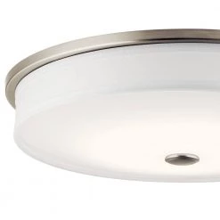 Ceiling Space 17.25 in Brushed Nickel LED Hallway Drum Flush Mount Ceiling Light with Linen Shade White Acrylic Diffuser by KICHLER -Kichler Sales brushed nickel kichler flush mount lights 10886niled c3 1000