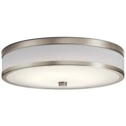 Pira Brushed Nickel Integrated LED Hallway Drum Flush Mount Ceiling Light by KICHLER