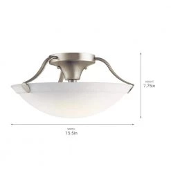 Independence 15.5 in. 3-Light Brushed Nickel Hallway Semi-Flush Mount Ceiling Light with Etched Glass by KICHLER 7 Independence 15.5 in. 3-Light Brushed Nickel Hallway Semi-Flush Mount Ceiling Light with Etched Glass by KICHLER -Kichler Sales brushed nickel kichler flush mount lights 3627ni 4f 1000