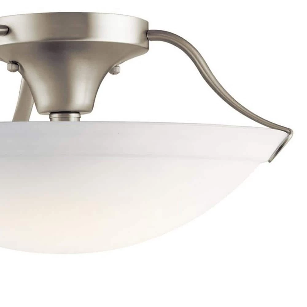 Independence 15.5 in. 3-Light Brushed Nickel Hallway Semi-Flush Mount Ceiling Light with Etched Glass by KICHLER 4 Independence 15.5 in. 3-Light Brushed Nickel Hallway Semi-Flush Mount Ceiling Light with Etched Glass by KICHLER - Image 2