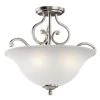 Camerena 3-Light Brushed Nickel Hallway Semi-Flush Mount Ceiling Light with White Scavo Glass by KICHLER -Kichler Sales brushed nickel kichler flush mount lights 43232ni 64 1000
