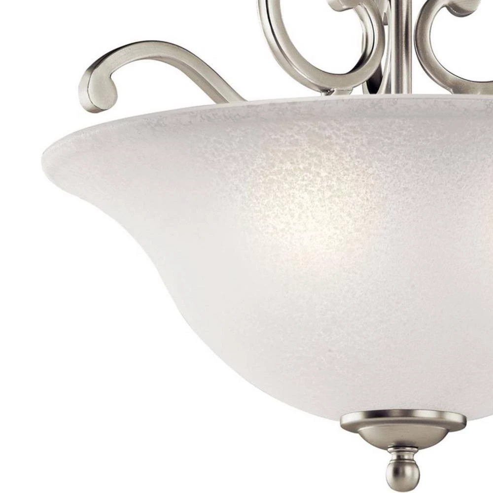 Camerena 3-Light Brushed Nickel Hallway Semi-Flush Mount Ceiling Light with White Scavo Glass by KICHLER 4 Camerena 3-Light Brushed Nickel Hallway Semi-Flush Mount Ceiling Light with White Scavo Glass by KICHLER - Image 2