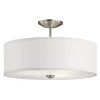 Shailene 18 in. Round 3-Light Brushed Nickel Drum Hallway Semi-Flush Mount Ceiling Light with White Microfiber Shade by KICHLER -Kichler Sales brushed nickel kichler flush mount lights 43692ni 64 1000