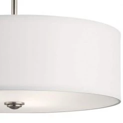 Shailene 18 in. Round 3-Light Brushed Nickel Drum Hallway Semi-Flush Mount Ceiling Light with White Microfiber Shade by KICHLER -Kichler Sales brushed nickel kichler flush mount lights 43692ni c3 1000